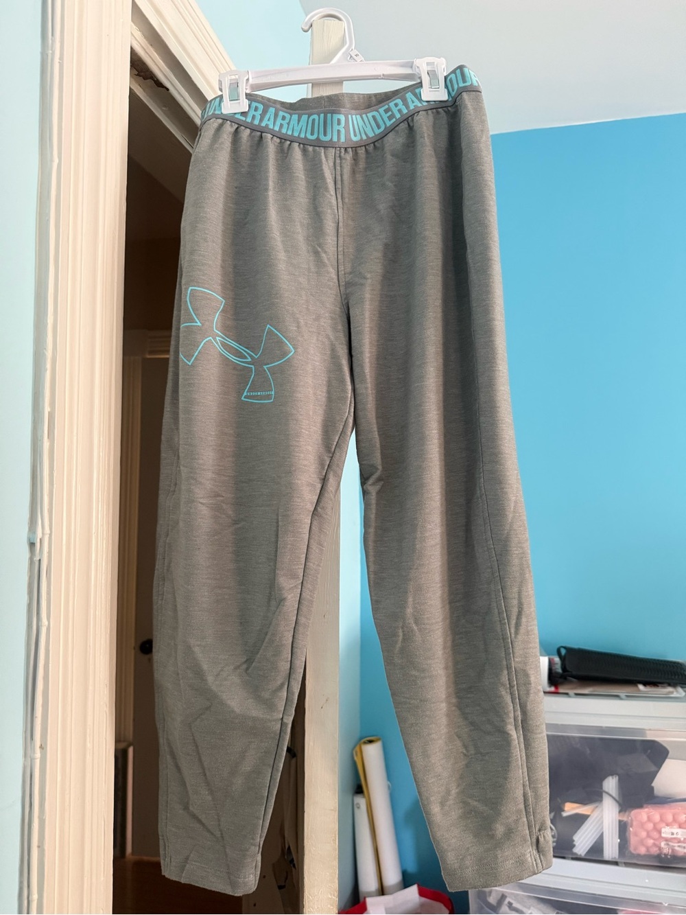 Under Armour Gray Joggers with Teal Accent